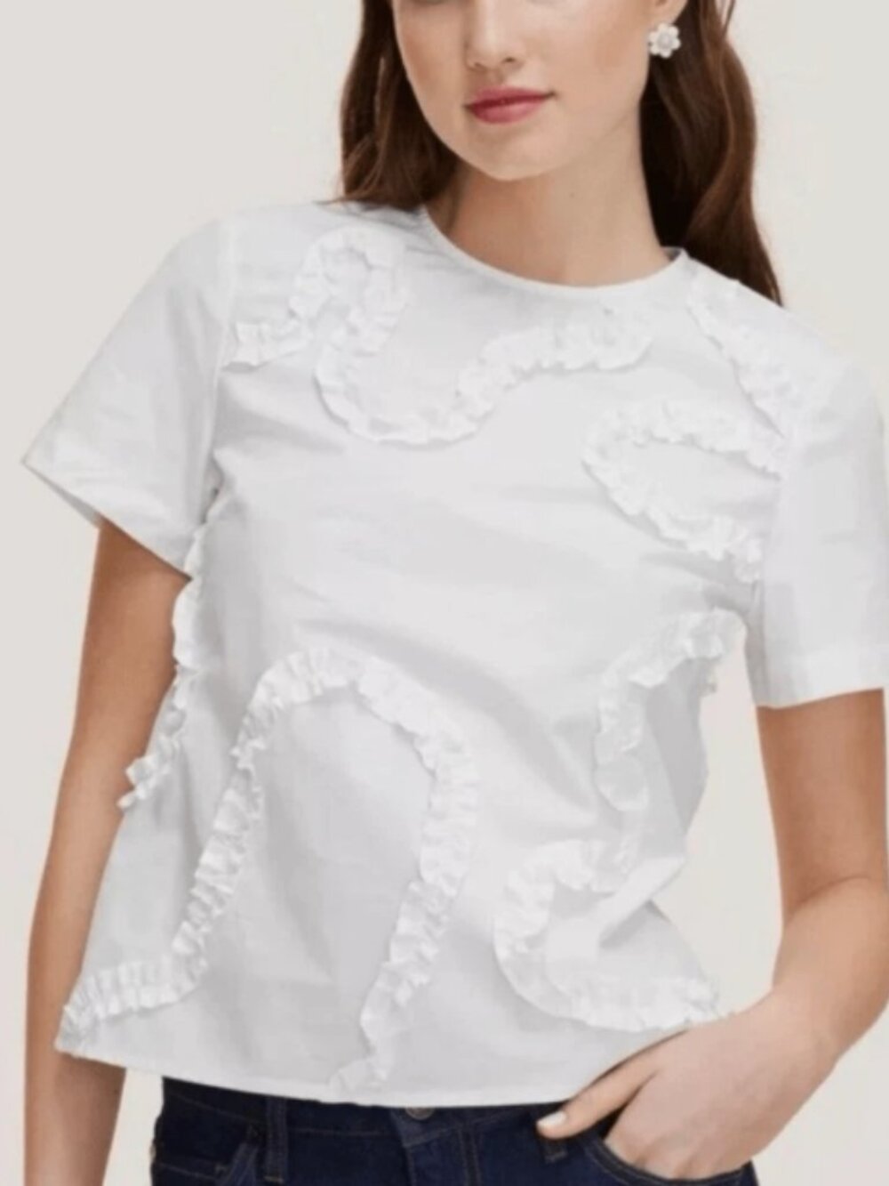 Kate Spade White Blouse with Ruffle Details